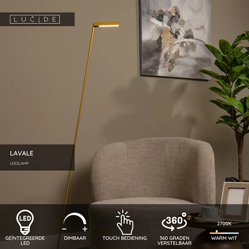 Lucide LAVALE - Leeslamp - LED Dimb. - 1x3W 2700K - Okergeel - USP